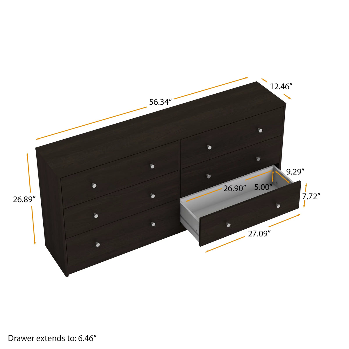 6 Drawer Double Dresser Y124