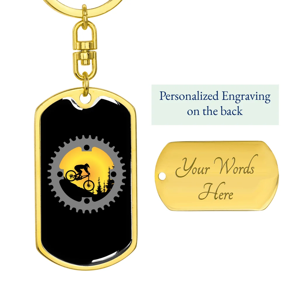 Stainless Steel or 18k Gold Swivel Dog Tag Keychain V227
