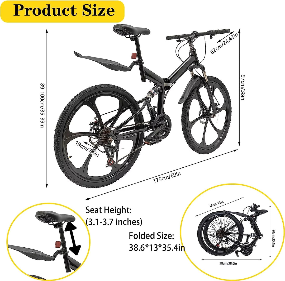 21-Speed Folding Mountain Bike D404200