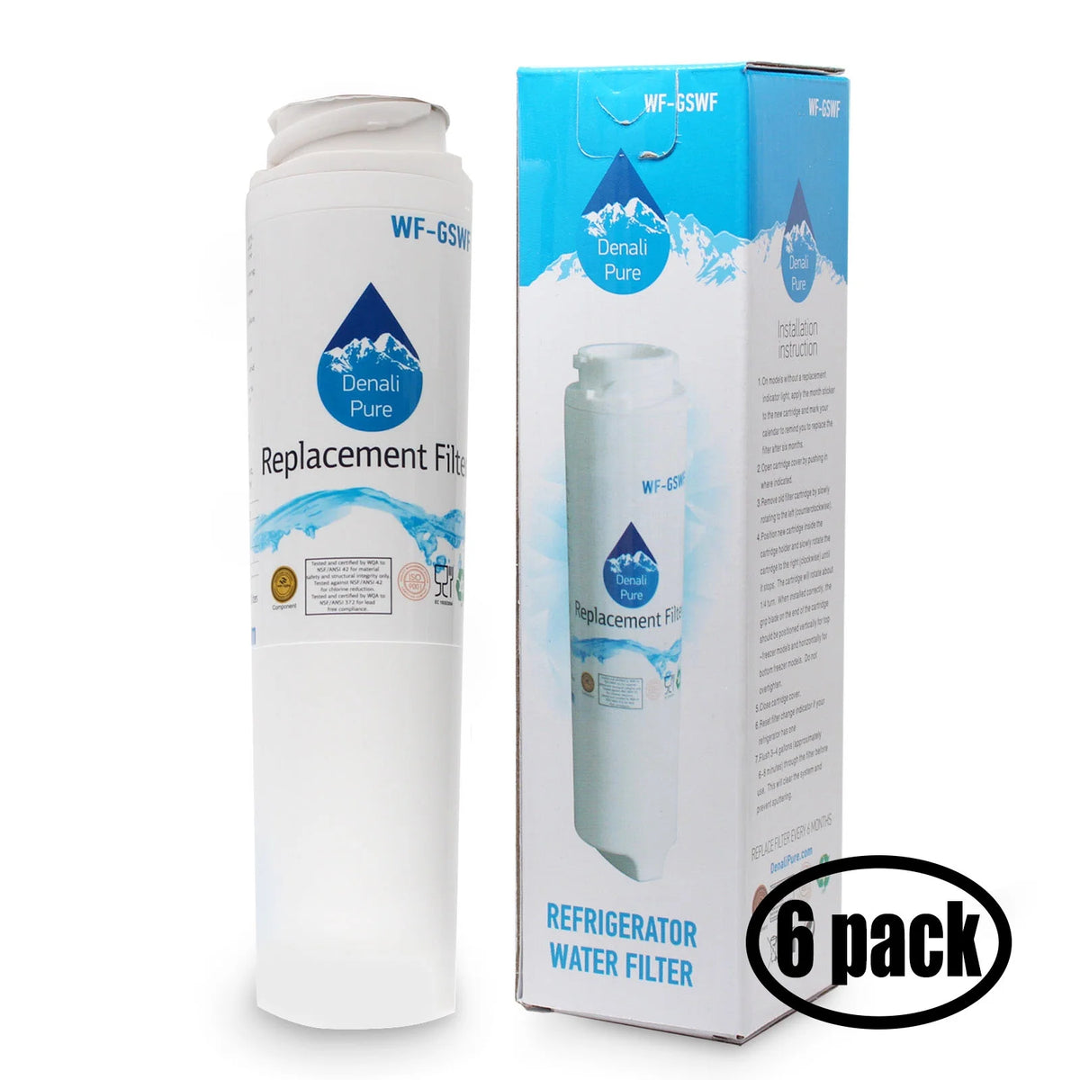 6-Pack Replacement Refrigerator Water Filter L43392