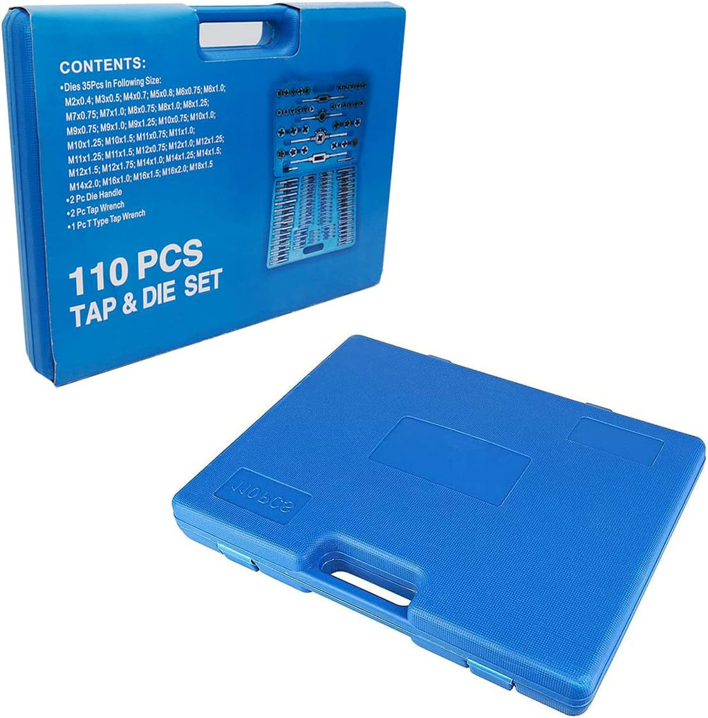 110PCS Hardened Alloy Steel Metric Tap and Die Rethreading Tool Set with Storage Case F5485