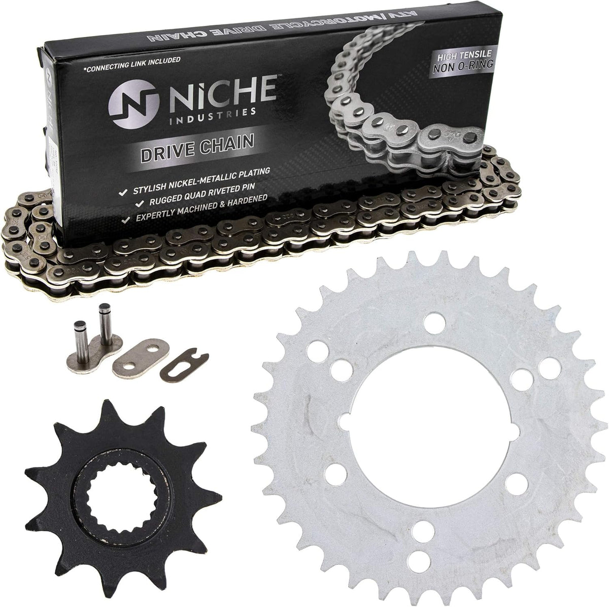 Drive Sprocket Chain Combo Front 11 Rear 34 Tooth 520NZ Standard 70 Links Pack of 2 F645007