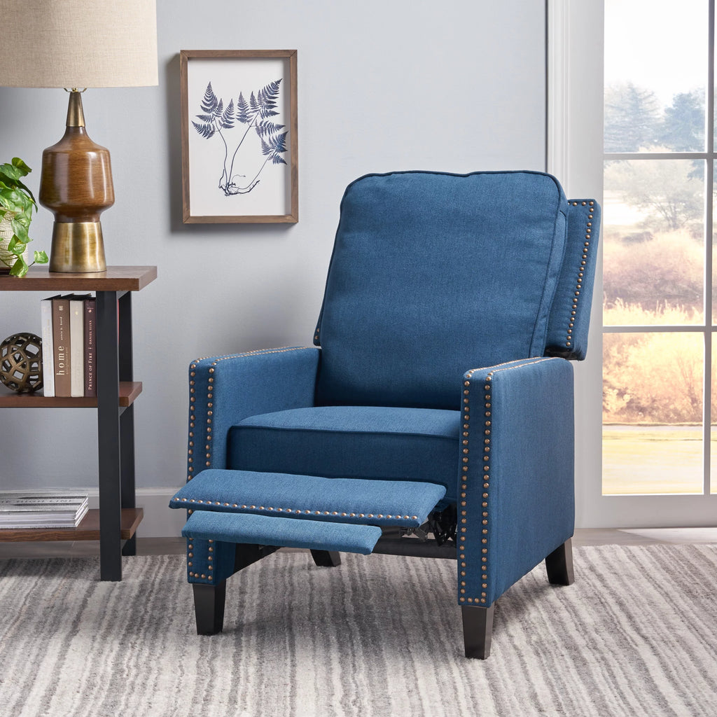 Navy Blue Fabric Recliner K4908