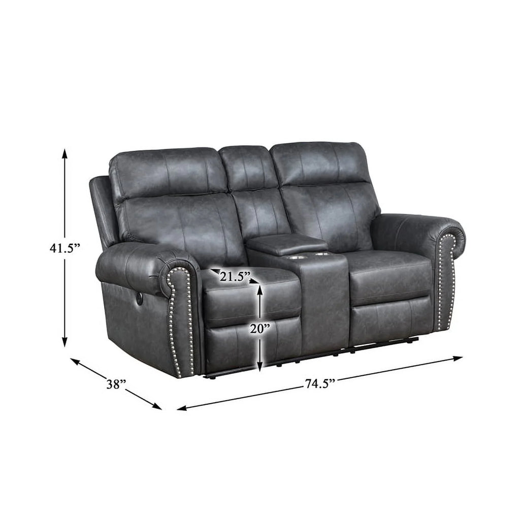 Gray Faux Leather Double Reclining Love Seat H3237
