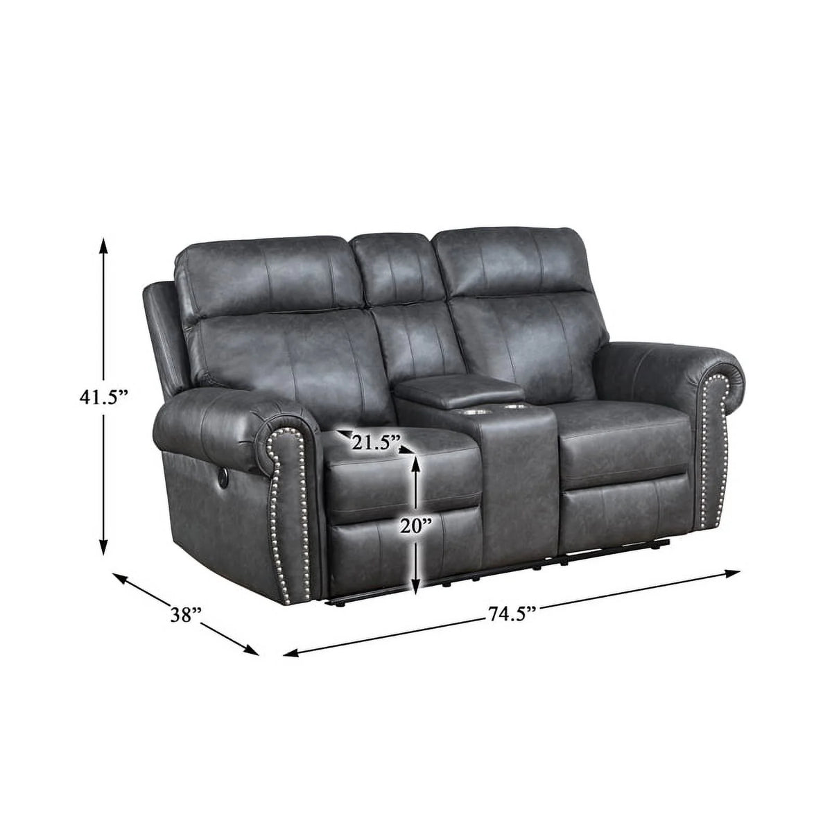 Gray Faux Leather Double Reclining Love Seat H3237