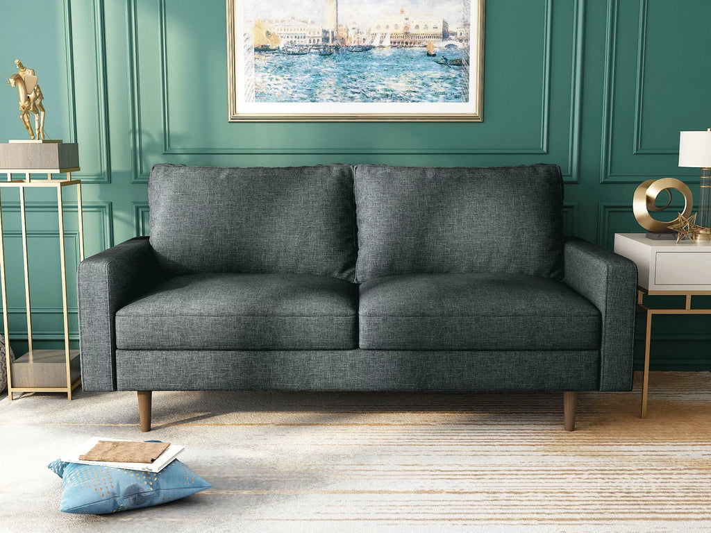 Linen Modern Sectional Sofa Sleeper Dark Gray L355
