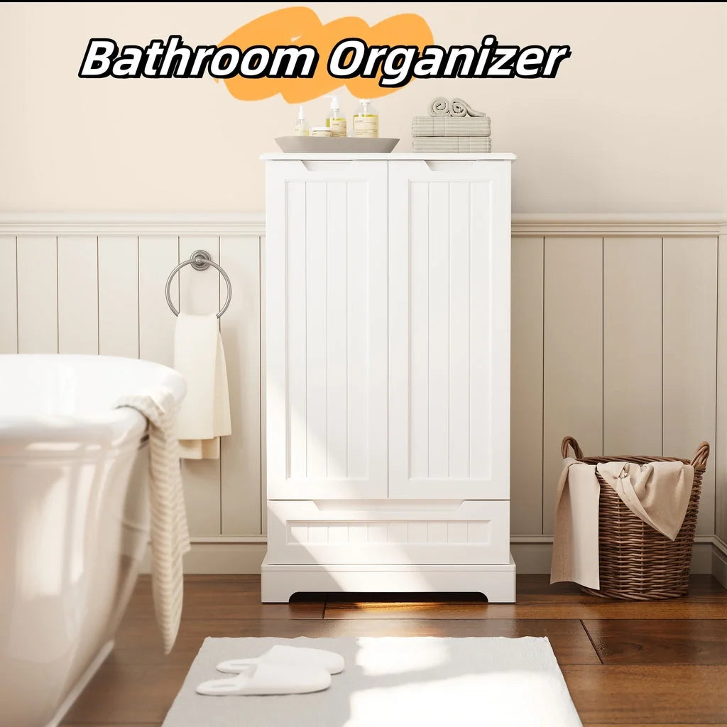 White Kitchen Storage Cabinet with 2 Doors and 1 Drawer Z34086