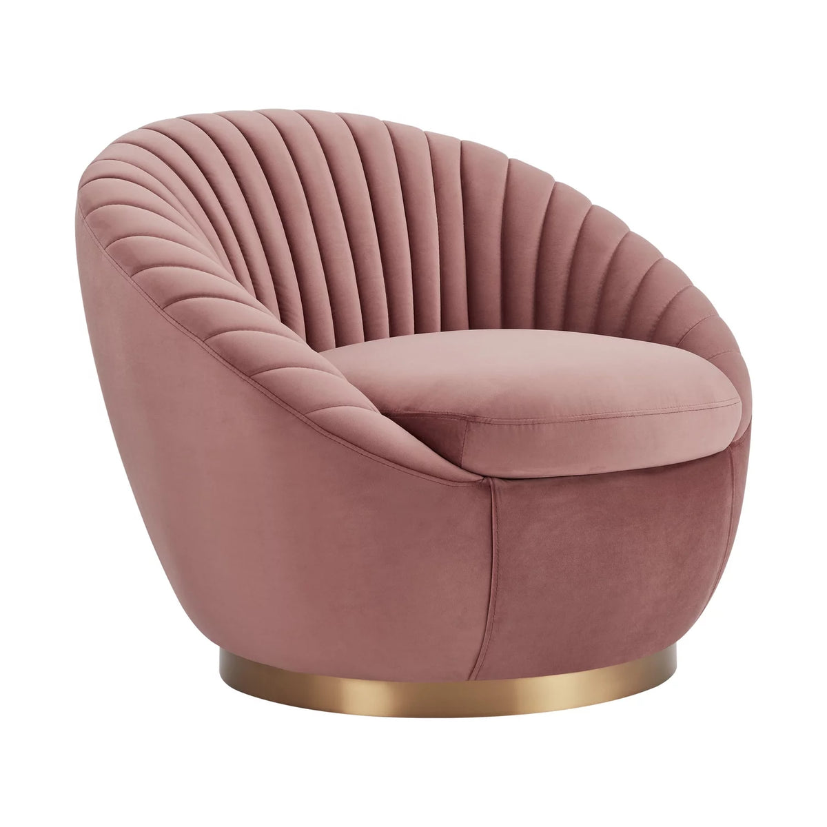 Pink Velvet Swivel Accent Chair Y907947