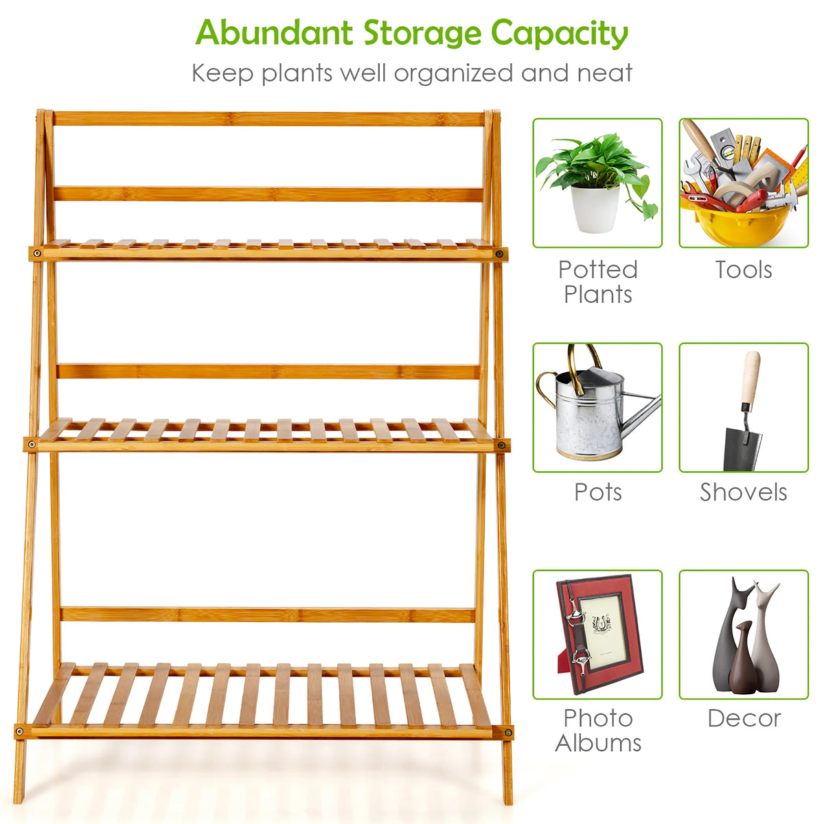 3 Tier Bamboo Flower Pot Shelf Stand Q470093