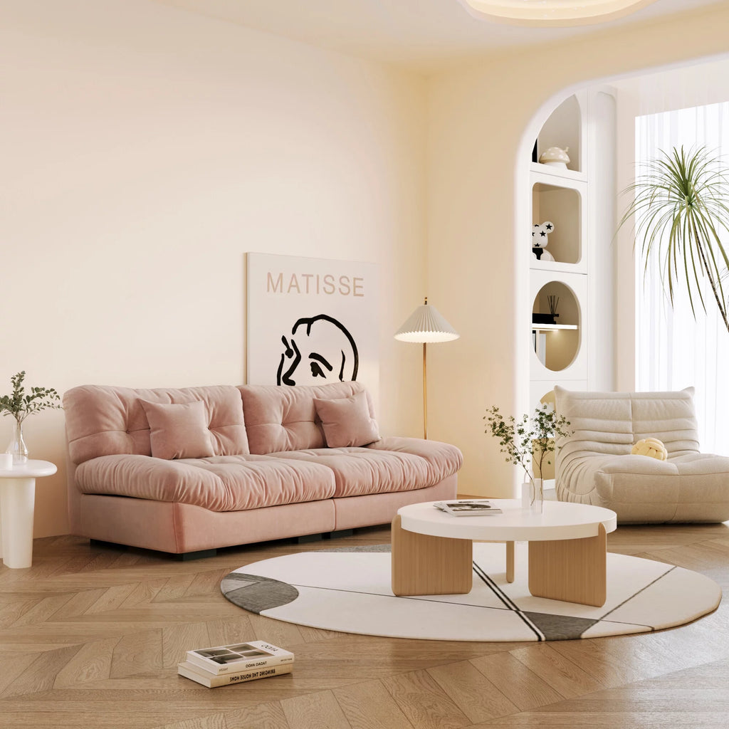 Pink Velvet 3-Seat Sofa I197789