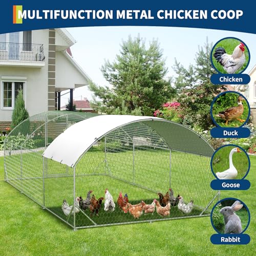 Heavy Duty Walk-in Chicken Coop Metal Poultry Cage with Waterproof UV Cover L526817