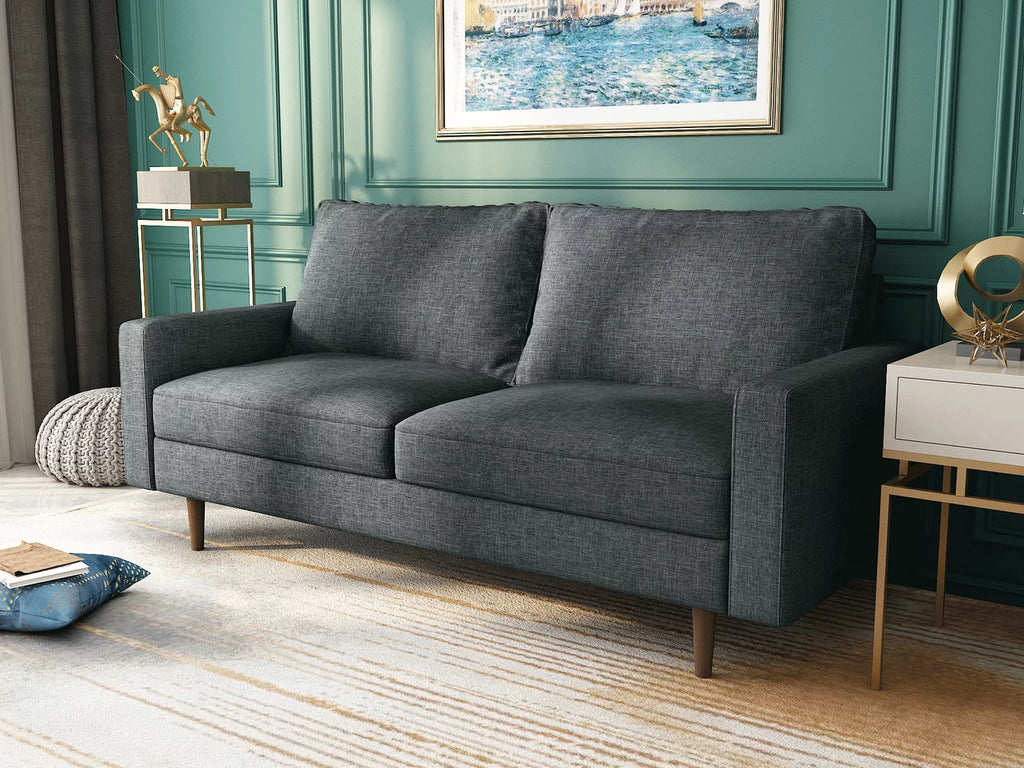 Linen Modern Sectional Sofa Sleeper Dark Gray L355