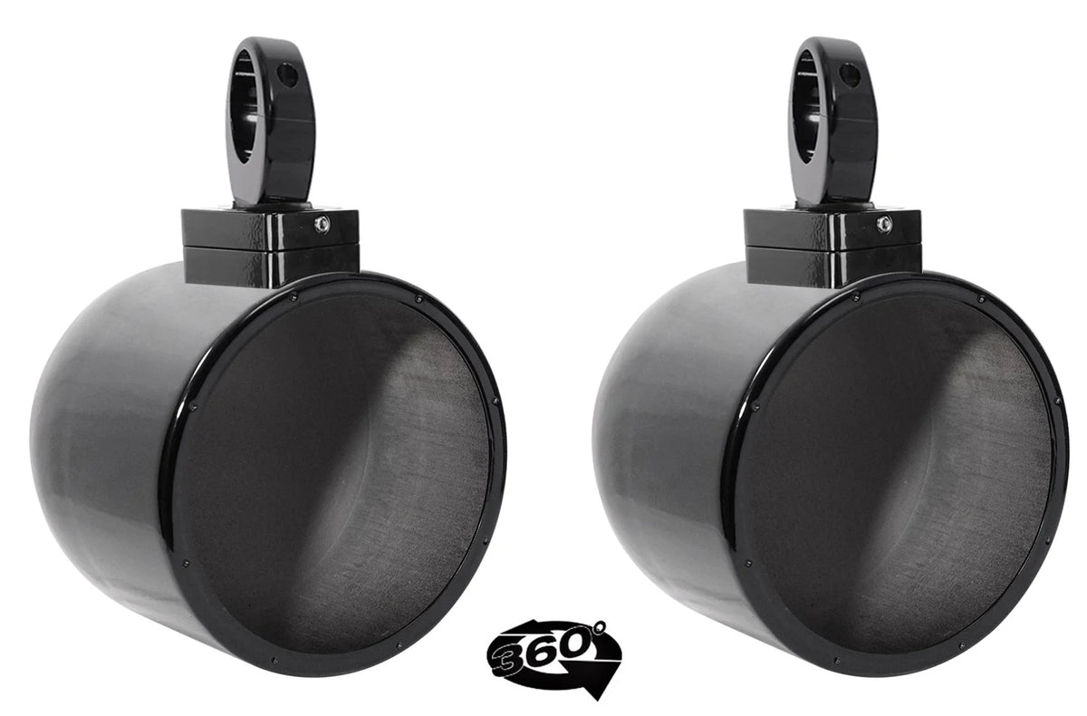 7.7" 360° Swivel Black Aluminum Wakeboard Tower Speaker Pods W51796