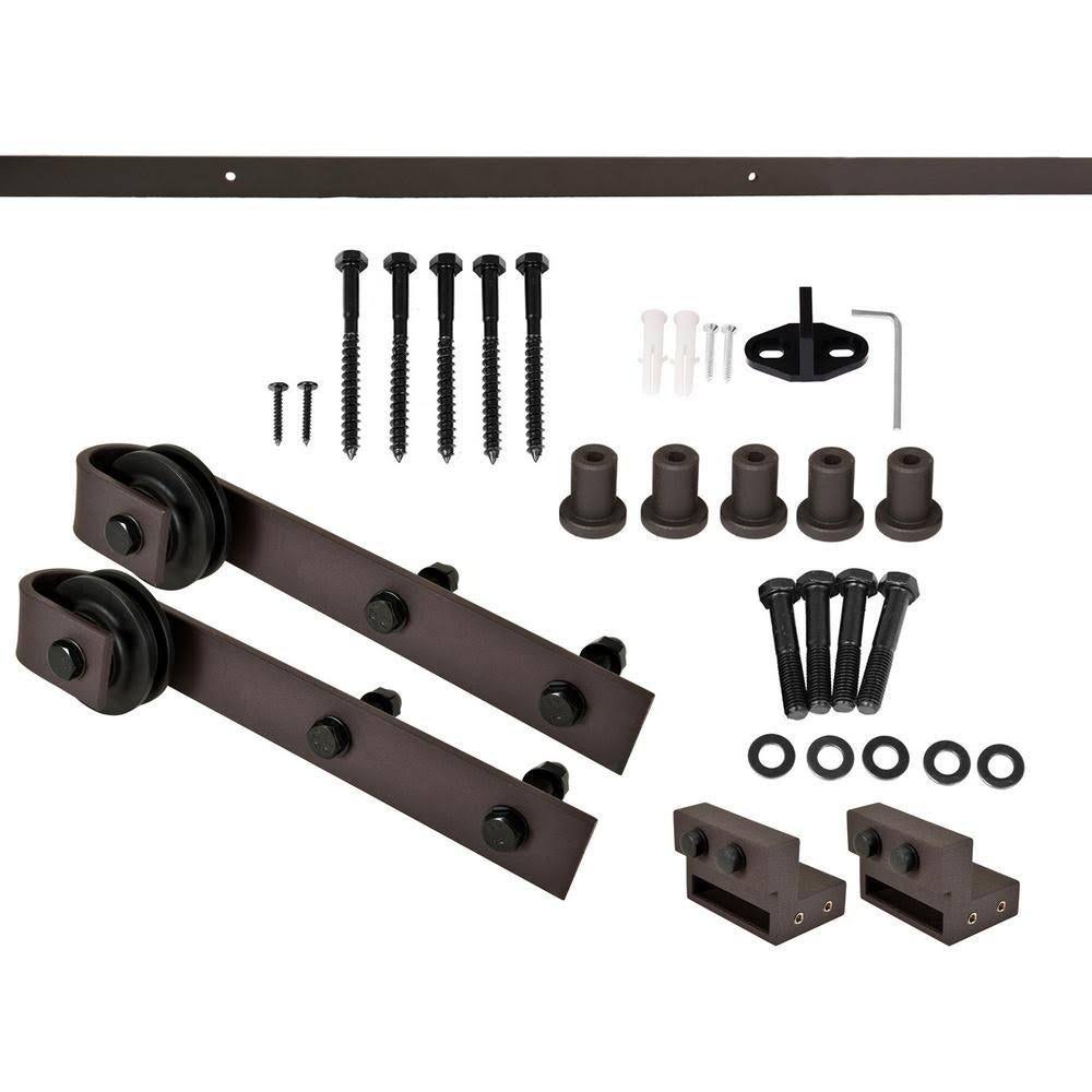 72 in. x 84 in. Solid Pine Wood Interior Double Sliding Barn Door with Hardware Kit J110524
