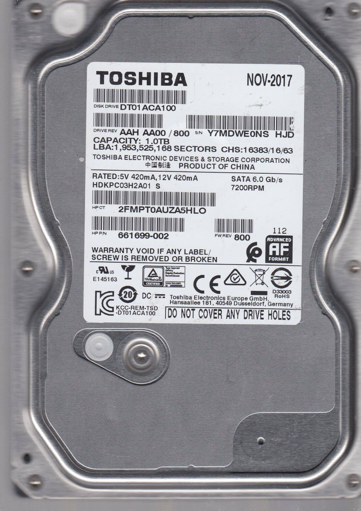 1TB SATA 3.5 Hard Drive O73067