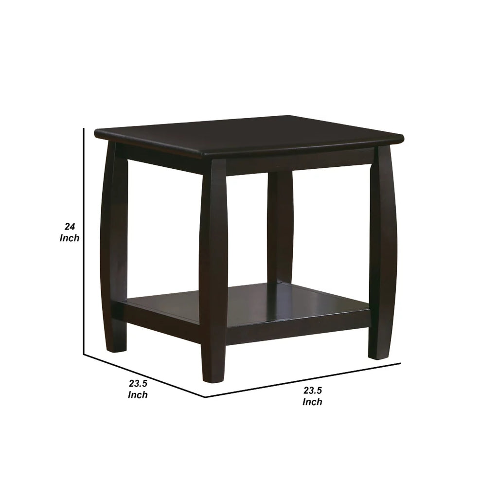 Square End Table with Bottom Shelf Espresso D9853