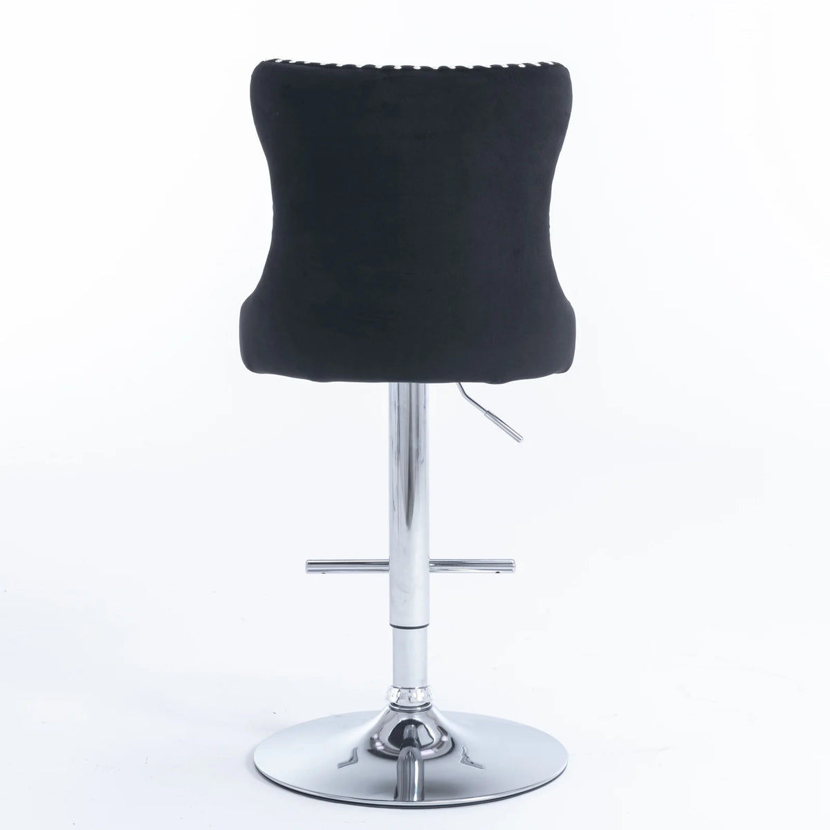 Swivel Velvet Barstools with Backs, Set of 2, Black K490269