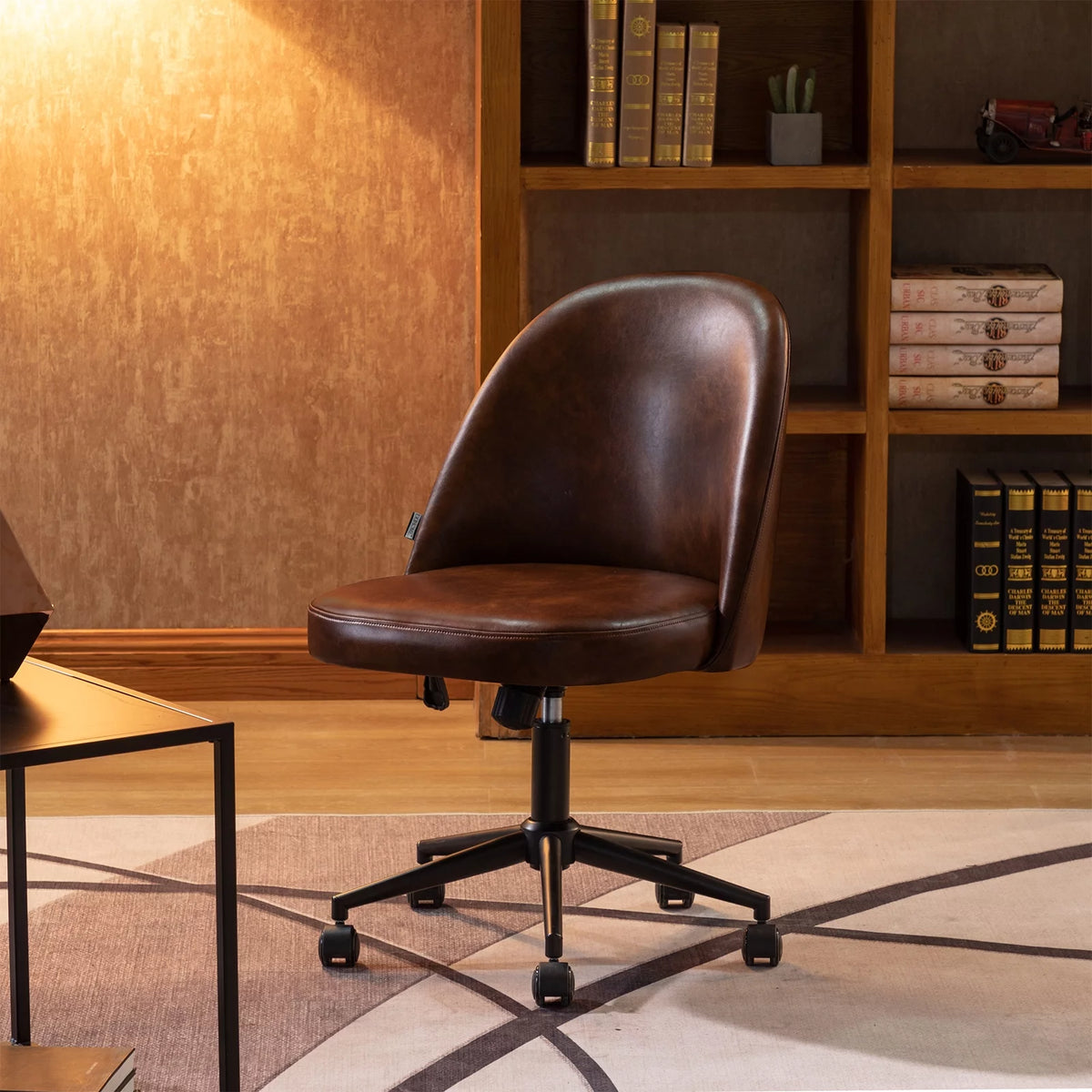 Home Office Chair PU Leather Swivel Dark Brown R951538