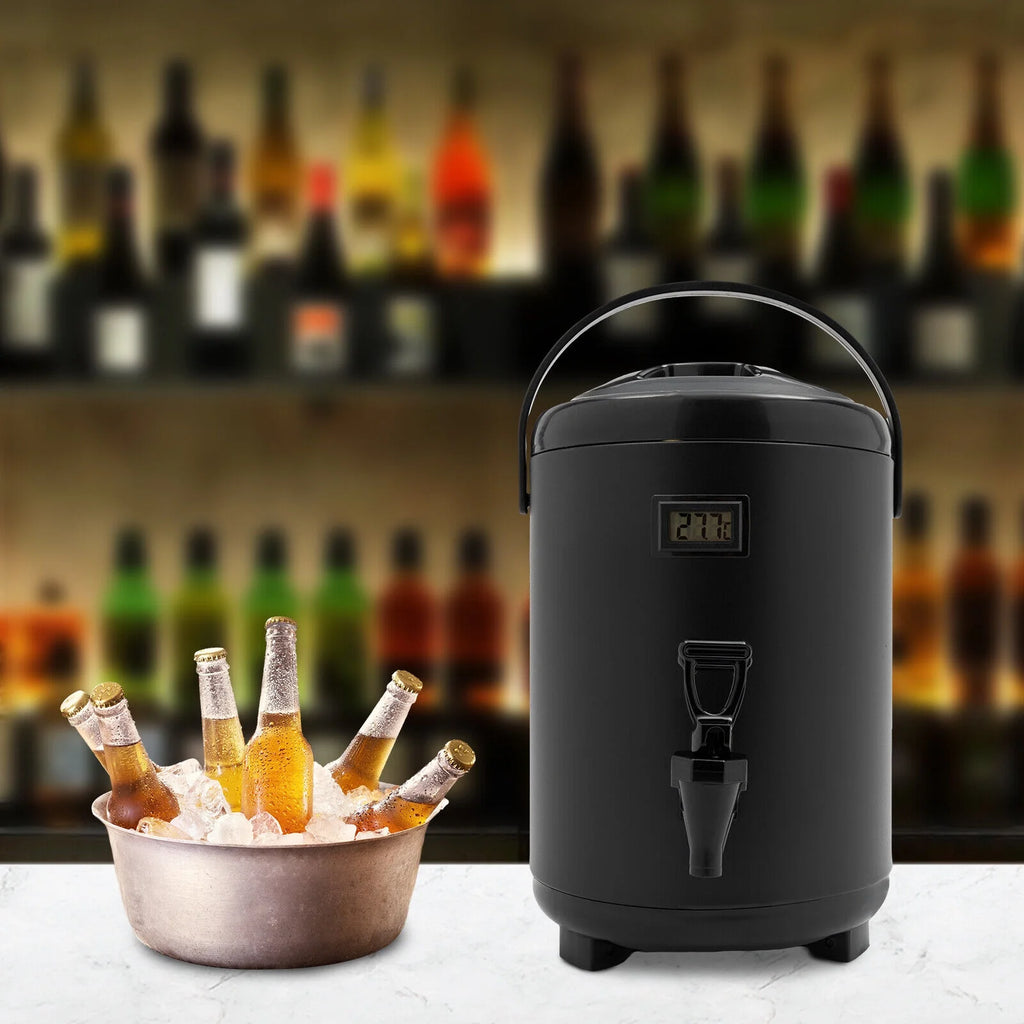 8L/2.11Gal Beverage Dispenser with Spigot & Thermometer X49816