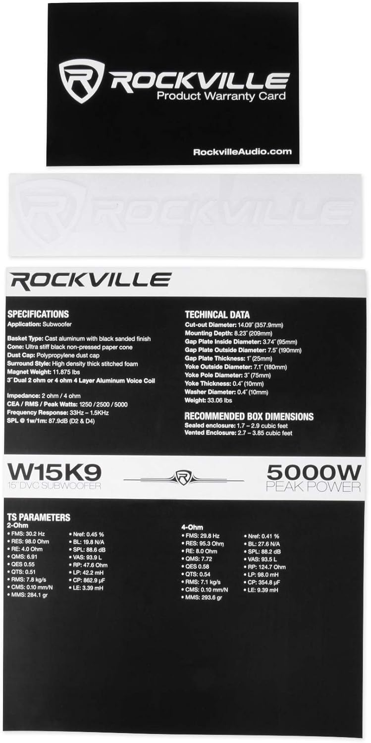 15 5000 Watt Car Audio Subwoofer Mono Amplifier Amp Kit W459742