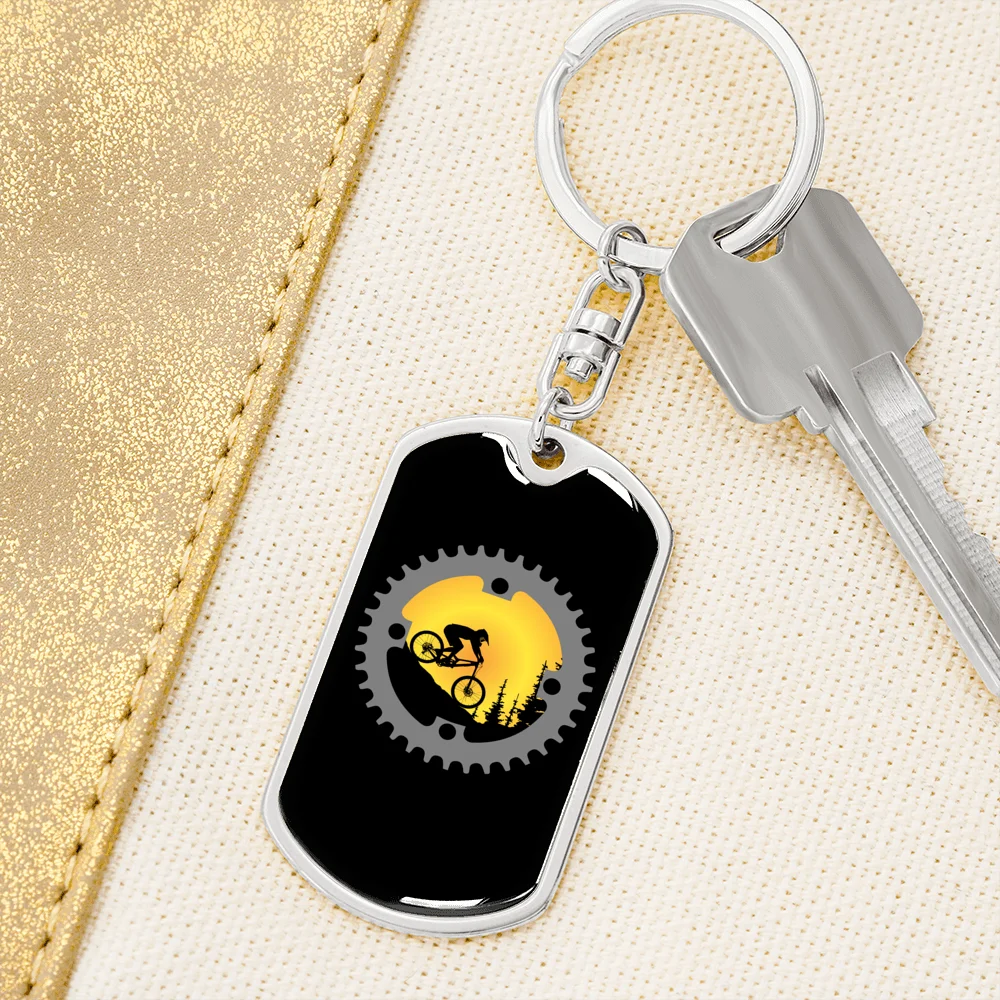 Stainless Steel or 18k Gold Swivel Dog Tag Keychain V227