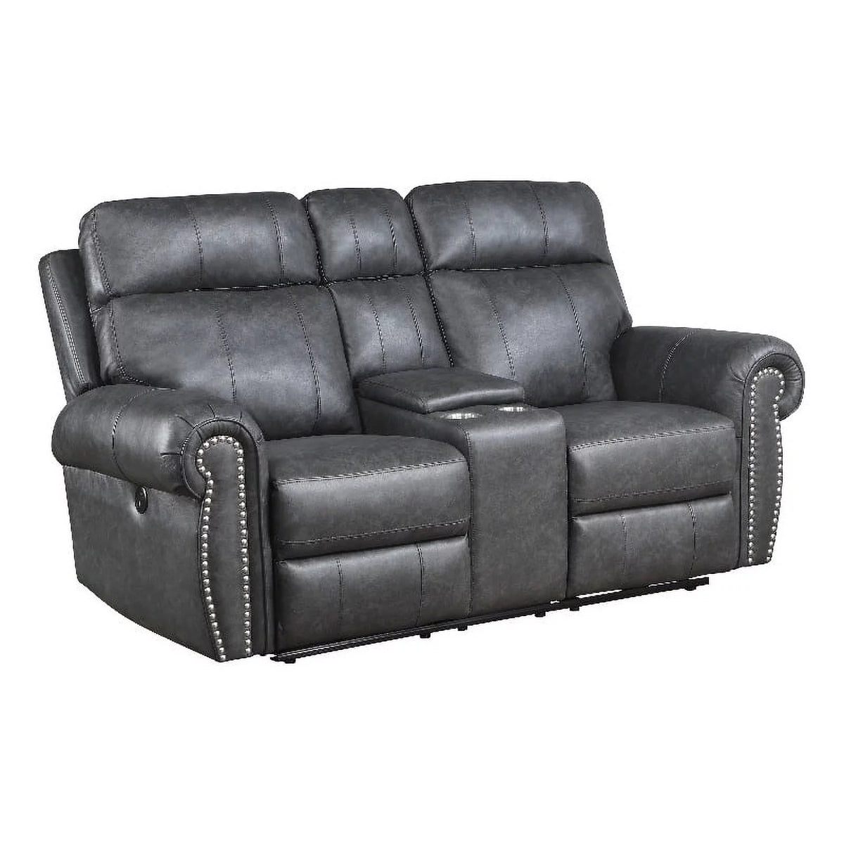Gray Faux Leather Double Reclining Love Seat H3237