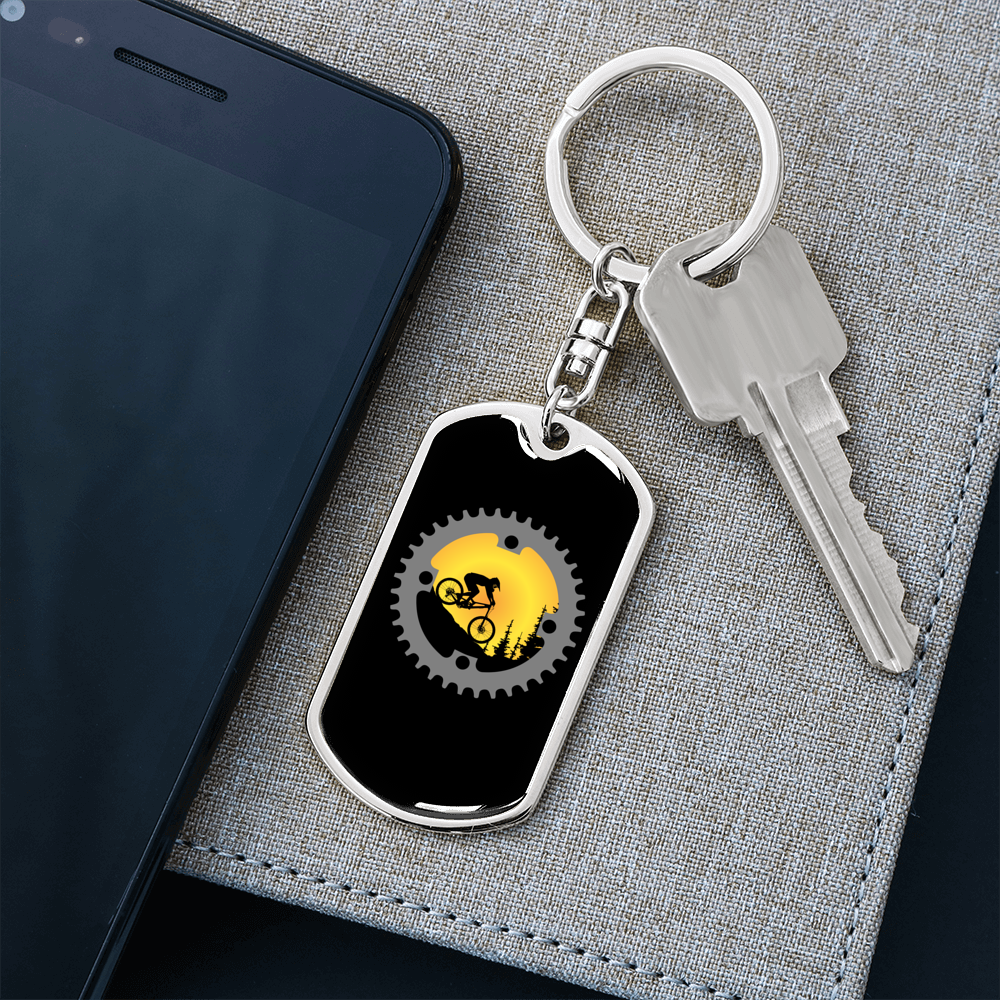 Stainless Steel or 18k Gold Swivel Dog Tag Keychain V227