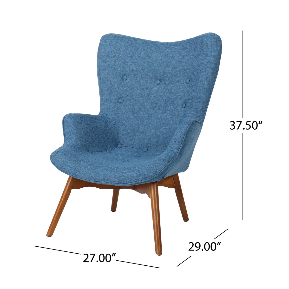 Mid-Century Modern Wingback Fabric Chair and Ottoman Set A48408