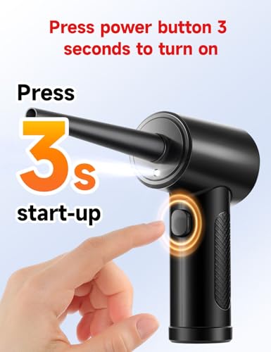 Compressed Air Duster 3-Gear 51000RPM Cordless Rechargeable LED Light Black P88348