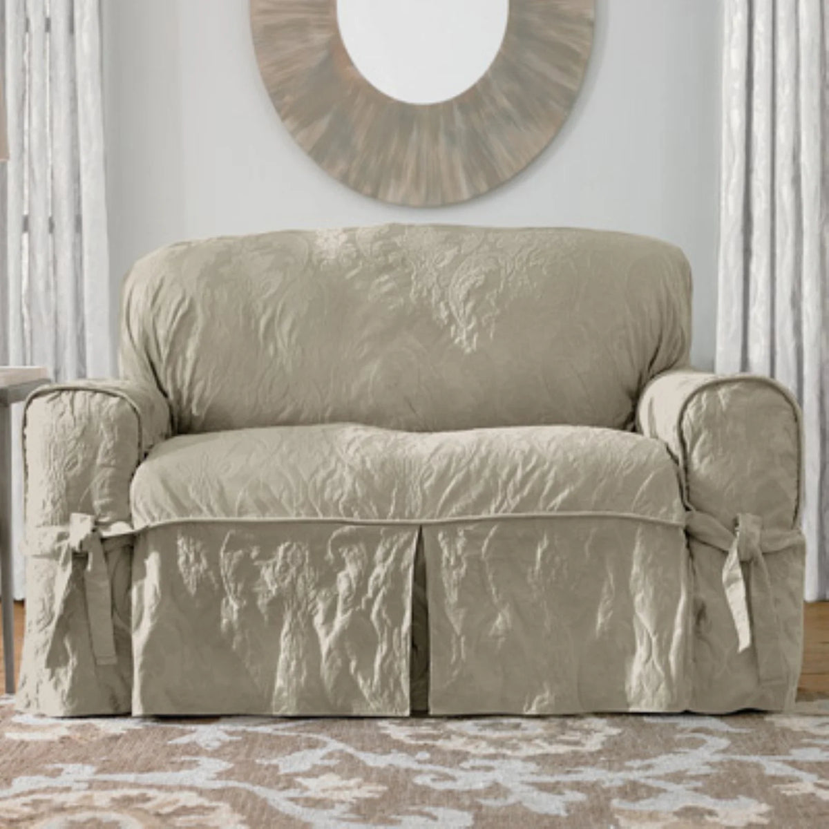Matelasse Damask Loveseat Cover K6300