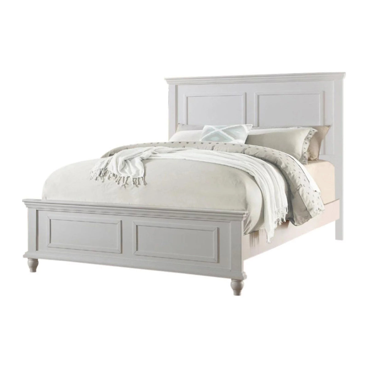 King Wooden Bed Dark Walnut Veneer White E43611