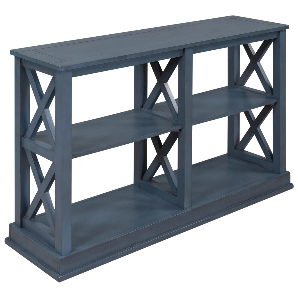 Navy Blue 3-Tier Console Table Y60919