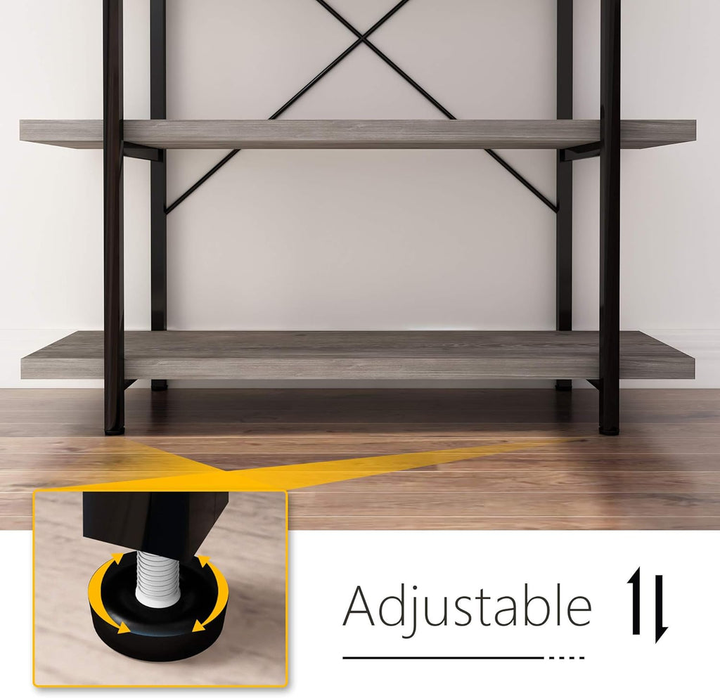 Gray Oak 4-Tier Metal and Wood Bookshelf A964276