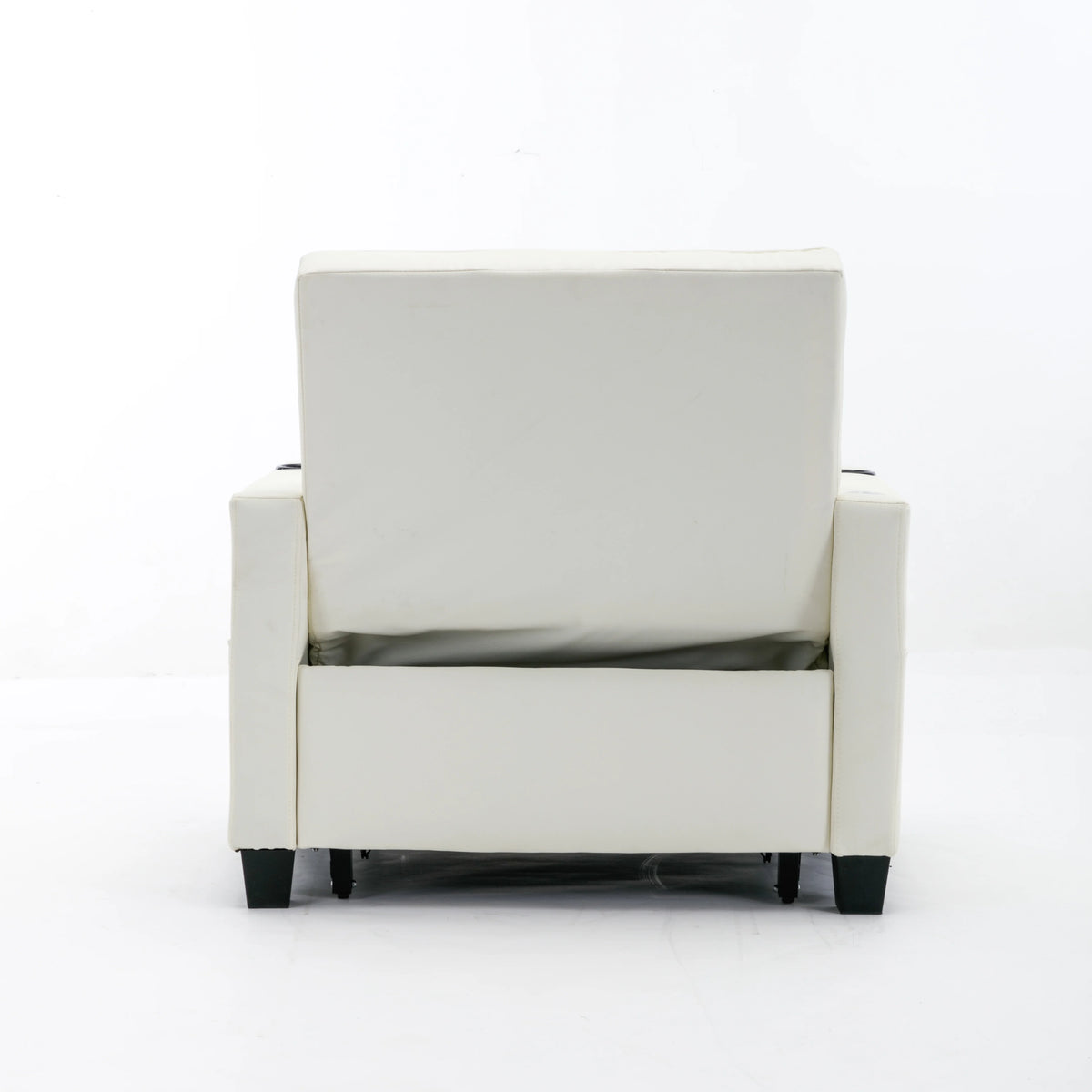White Leather 3-In-1 Convertible Sleeper Chair Bed with USB Ports U163