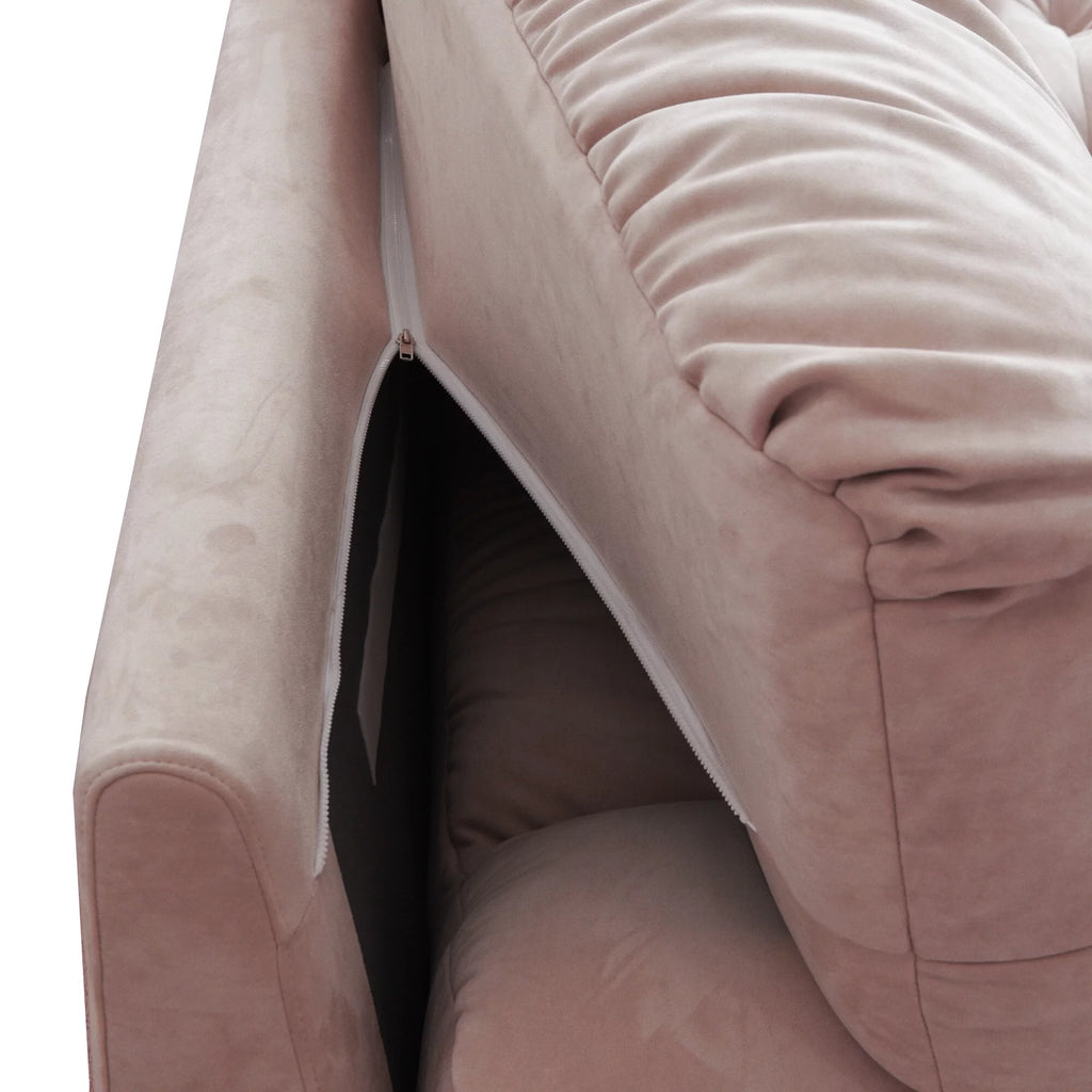 Pink Velvet 3-Seat Sofa I197789