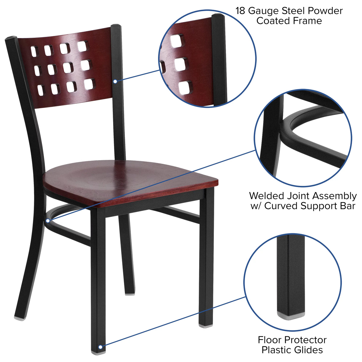 Black Cutout Back Metal Dining Chair B123