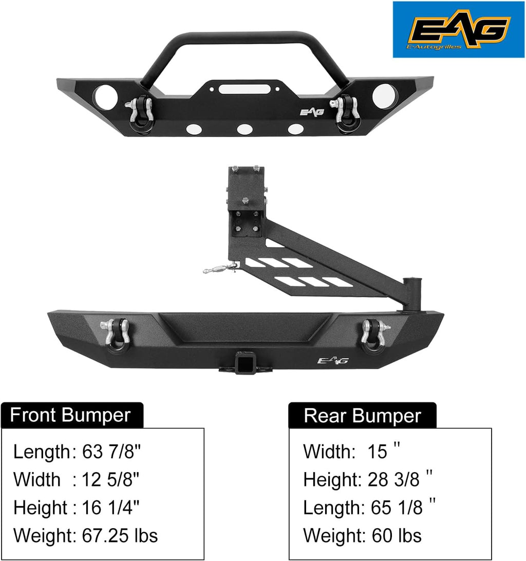 Steel Front and Rear Bumper Combo with Tire Carrier D515868
