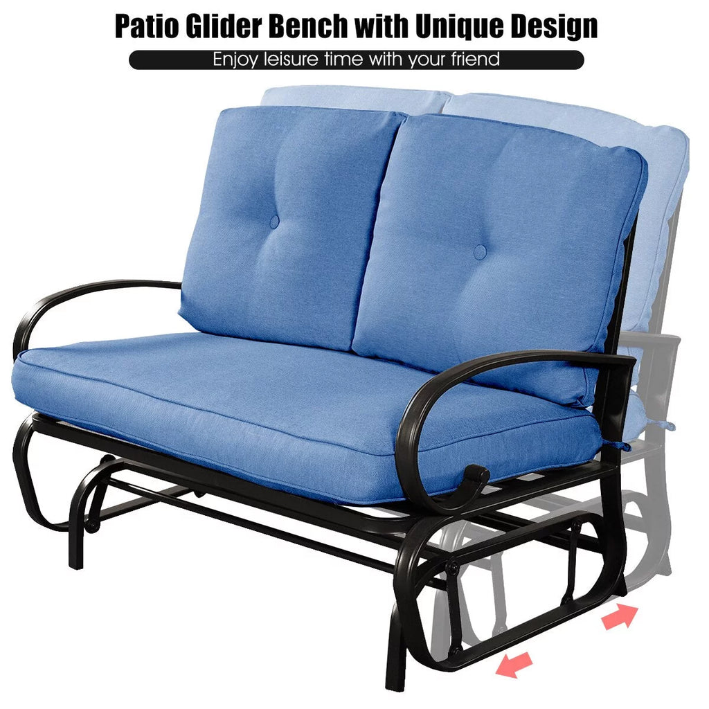 Blue Outdoor Patio Rocking Bench Loveseat R938