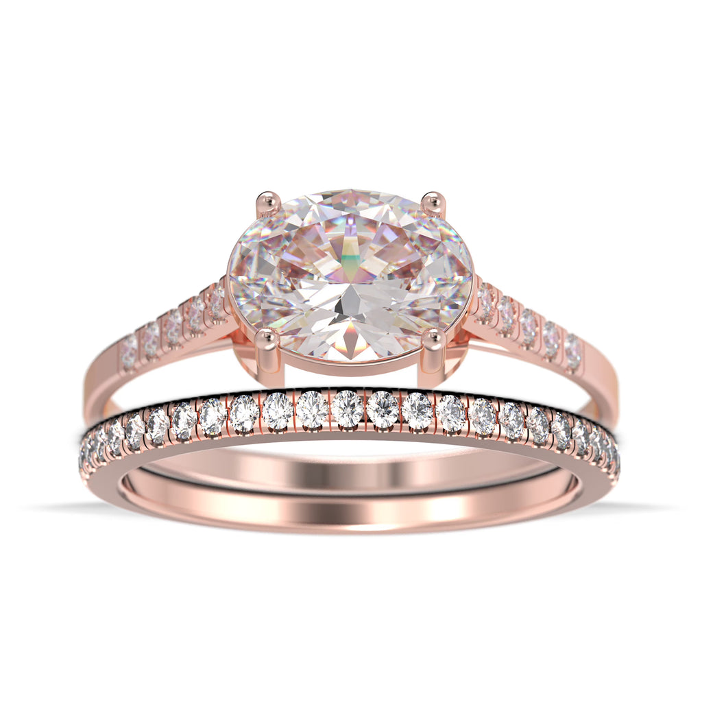 2.00 Carat Oval Cut Diamond Moissanite Engagement Ring in 10k Solid Rose Gold X8786