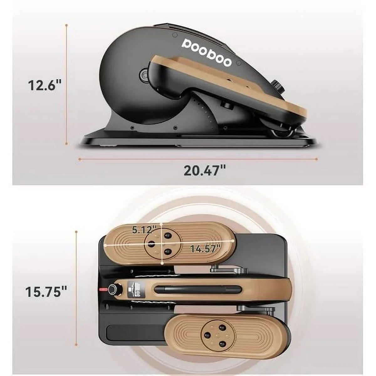 Under Desk Magnetic Elliptical Machine with Foot Massage M28453