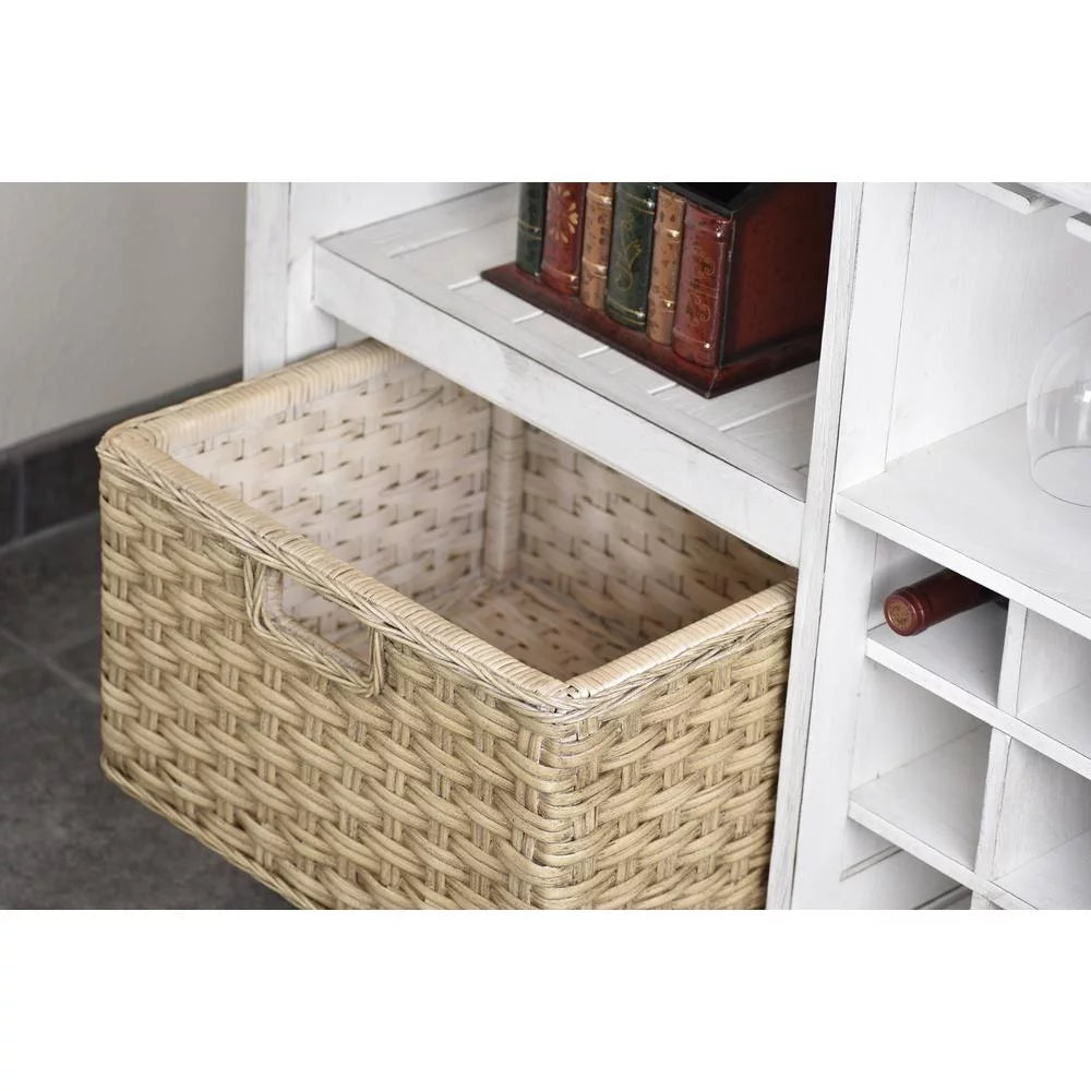 White Light Brown Wood Sideboard with Baskets X20660