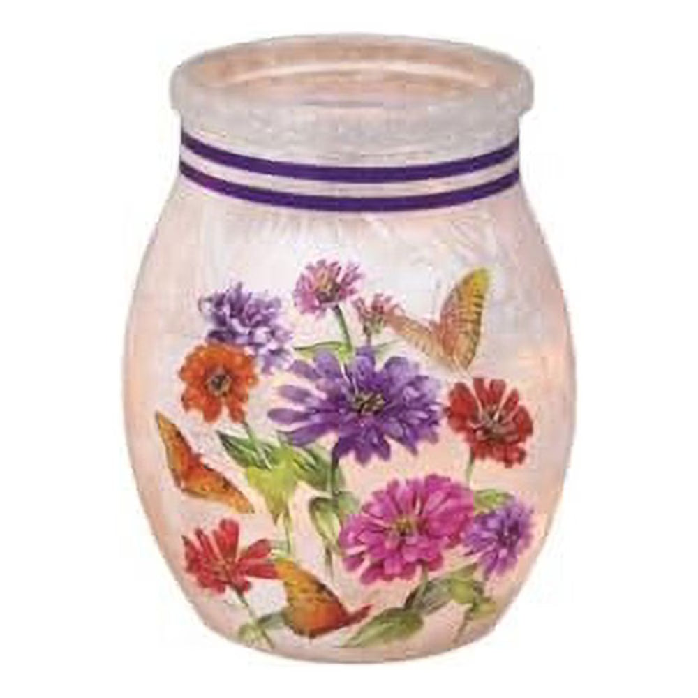 3" Lighted Glass Vase with Purple Ribbon C92538