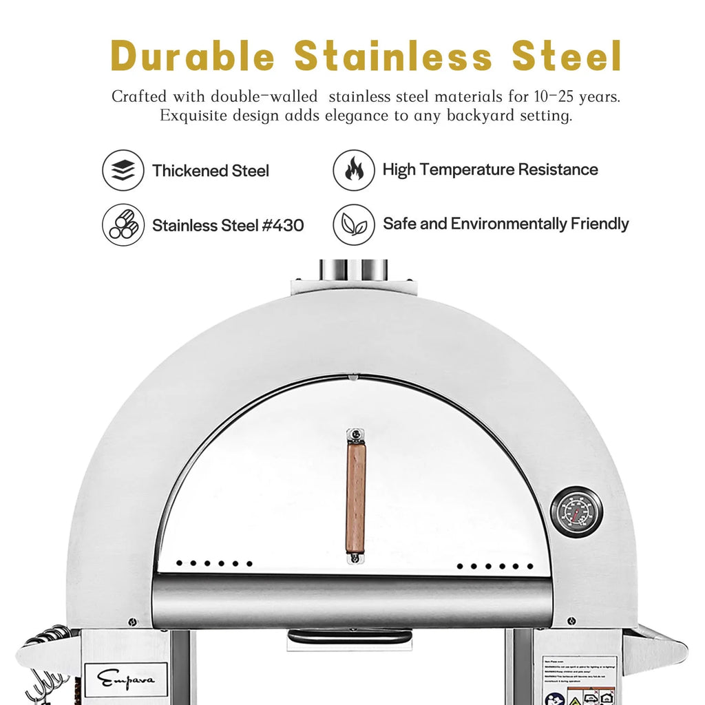 Wood Burning Outdoor Pizza Oven in Stainless Steel C57569