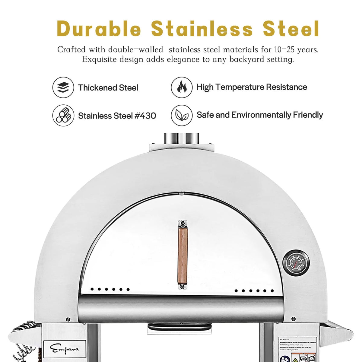 Wood Burning Outdoor Pizza Oven in Stainless Steel C57569