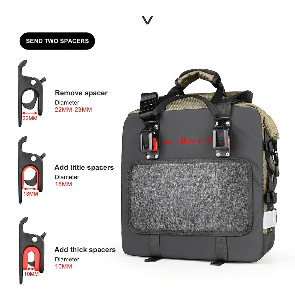 Polyester Motorcycle Side Saddle Bag 20L with Removable Waterproof Inner Bag X4019