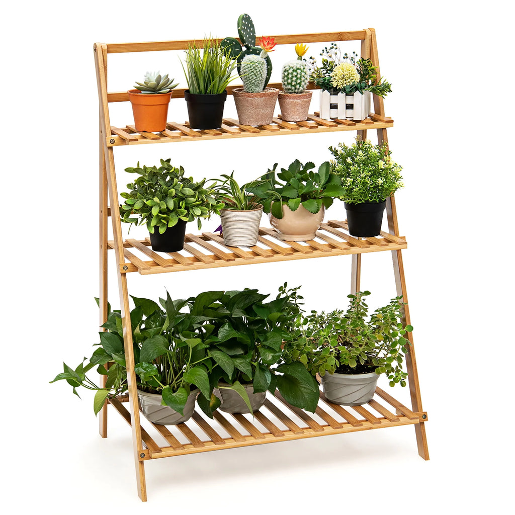 3 Tier Bamboo Flower Pot Shelf Stand Q470093