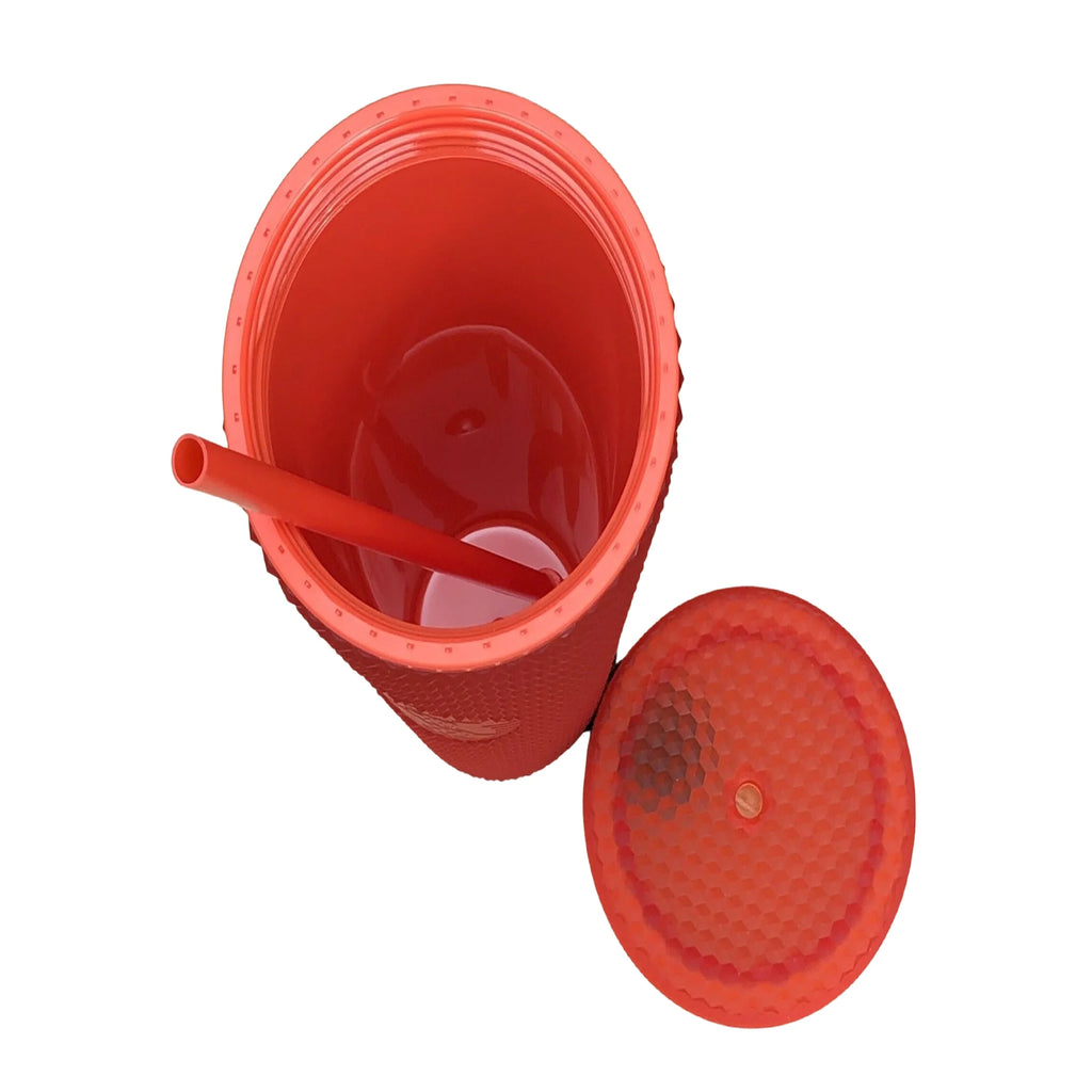 Red Studded Tumbler with Straw B961