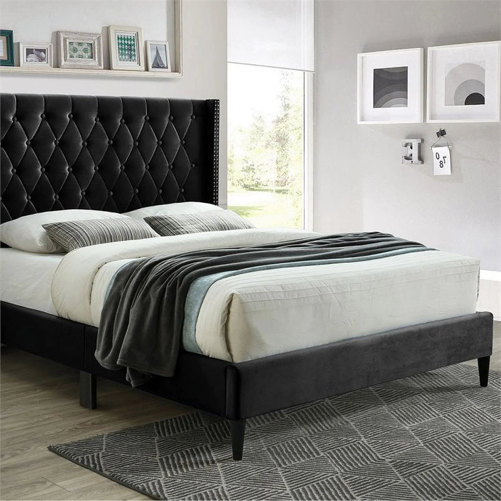 Tufted Full Bed Dresser with Lock & Nightstand 3-Piece Set Y5668