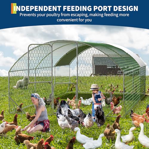 Heavy Duty Walk-in Chicken Coop Metal Poultry Cage with Waterproof UV Cover L526817