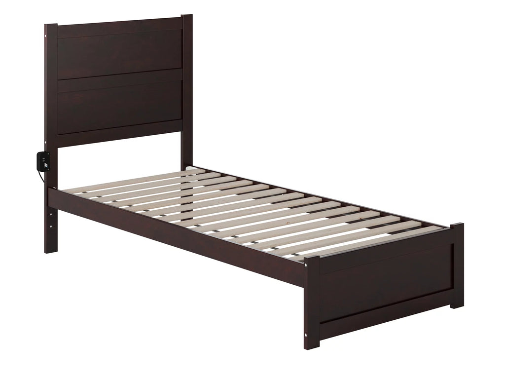 Twin XL Wood Platform Bed with Panel Headboard & Footboard L14399